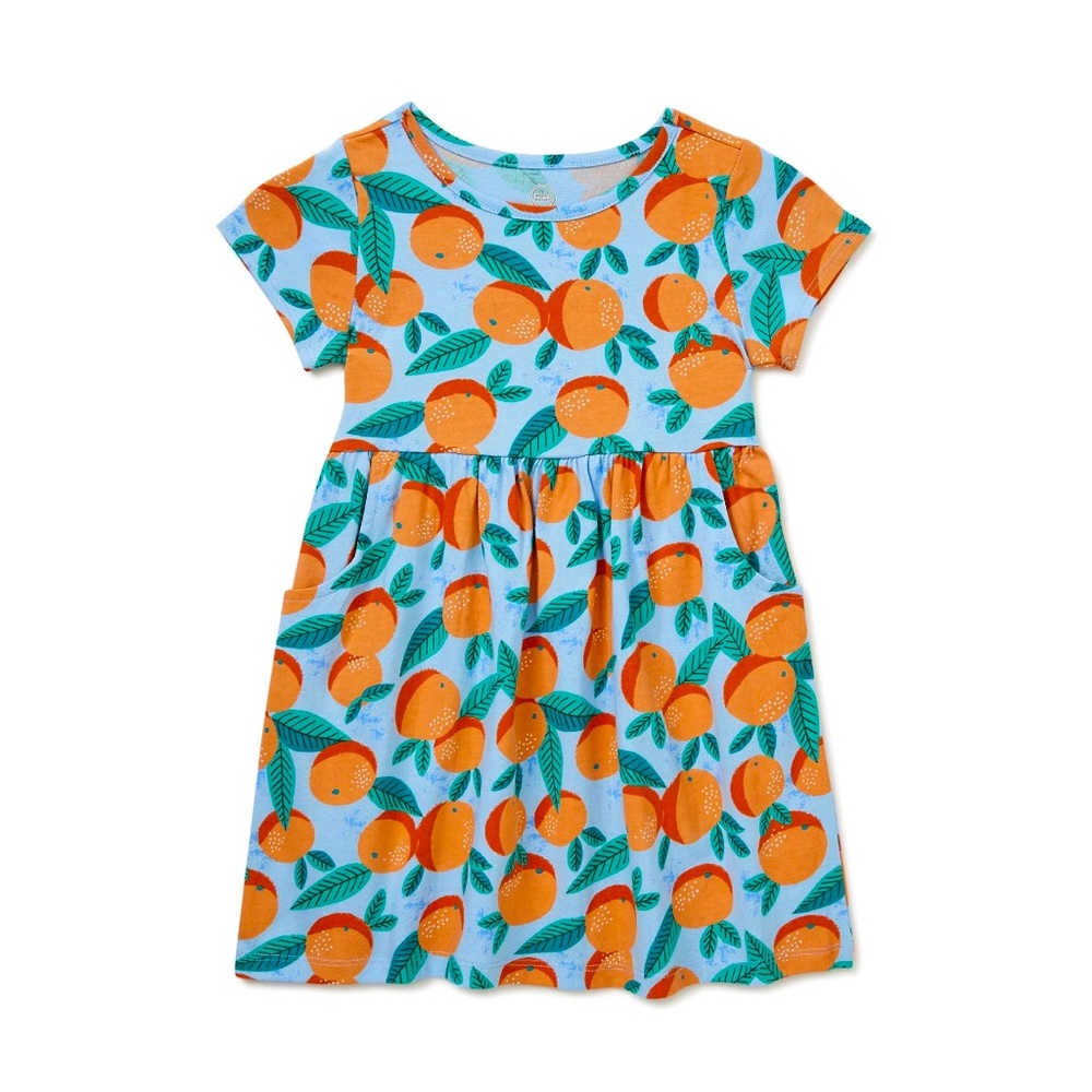 Wonder Nation toddler 3T dress with pockets NWT. Oranges print play dress Summer